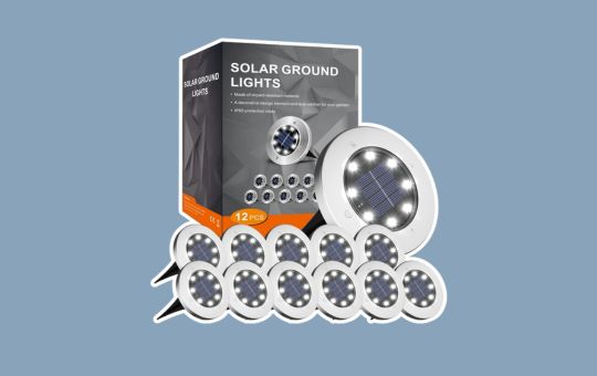 INCX Outdoor Solar Ground Lights, designed for easy installation in lawns, pathways, or gardens, providing bright illumination with energy-efficient solar power.