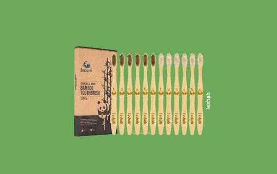 Isshah Biodegradable Eco-Friendly Natural Bamboo Charcoal Toothbrushes