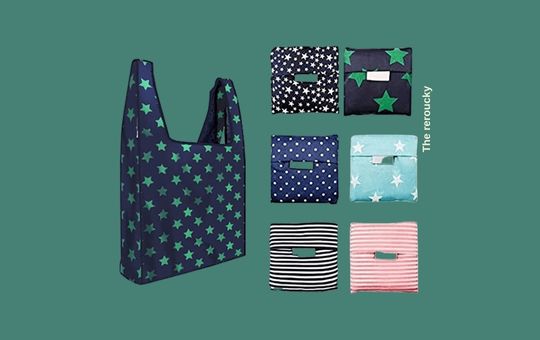 Reroucky Treyvon Reusable Shopping Grocery Bags (6 Pack) – Foldable, lightweight, and eco-friendly bags with a convenient storage pouch for easy carrying.