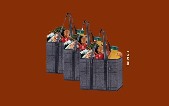 VENO Reusable Grocery Shopping Bags (3 Pack) – Durable, heavy-duty, and eco-friendly tote bags with reinforced handles and a large capacity for groceries and everyday shopping.