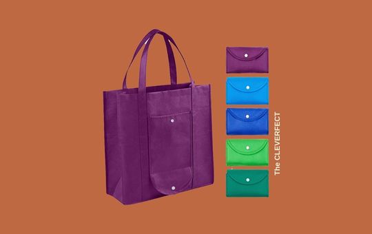 CLEVERFECT Reusable Grocery Bags – Set of 5 durable, foldable shopping bags with reinforced handles, eco-friendly and washable, designed for carrying groceries and everyday shopping needs.