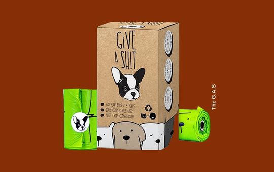 G.A.S certified compostable dog poop bags, made from plant-based materials, eco-friendly, durable, and leak-proof for sustainable pet waste management.