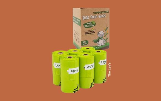 The Ley's compostable dog poop bags, eco-friendly and durable, made from plant-based materials for sustainable and leak-proof waste disposal.