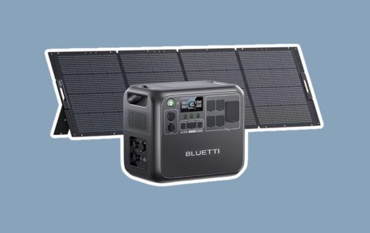 BLUETTI Solar Power Generator with a robust design, high-capacity battery, multiple outlets, and a digital display, perfect for sustainable home backup and outdoor adventures.