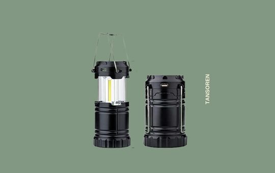 TANSOREN 4 Pack Solar LED Lantern set, featuring compact, collapsible designs with dual power options, ideal for camping, emergencies, and outdoor use.