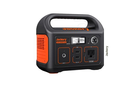 Jackery Solar Power Generator featuring a compact design, portable handle, multiple charging ports, and compatibility with solar panels for reliable off-grid energy solutions.