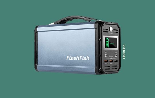 FLASHFISH Solar Power Generator, compact and lightweight, featuring multiple charging ports, reliable solar compatibility, and ideal for outdoor adventures or emergency backup.