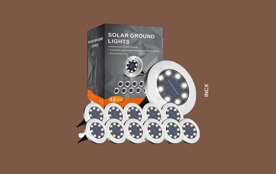 INCX Outdoor Solar Ground Lights, designed for easy installation in lawns, pathways, or gardens, providing bright illumination with energy-efficient solar power.