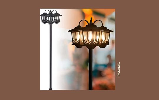 PASAMIC Outdoor Solar-Powered Lamp Post – Elegant and weather-resistant solar lamp post with bright LED lighting, automatic dusk-to-dawn operation, and a sturdy base, perfect for illuminating driveways, patios, and gardens.