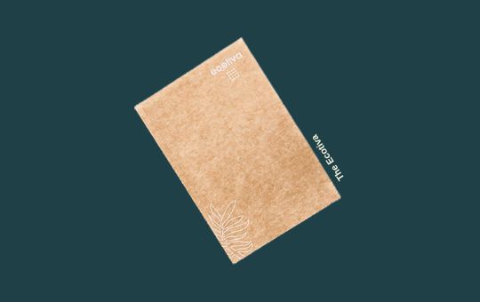 The Ecotiva notebook with a durable recycled cardboard cover, lined eco-friendly pages, and a minimalist design perfect for sustainable writing and journaling.