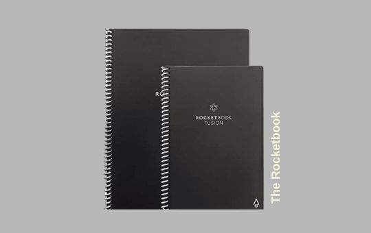 The Rocketbook Smart Notebook with reusable pages, designed for digital note-saving, eco-friendly writing, and seamless integration with cloud storage.