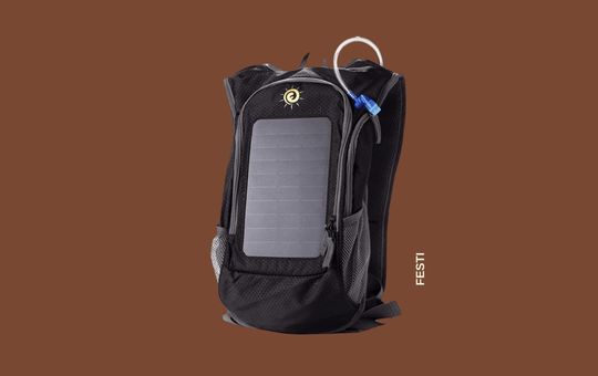 FESTI lightweight solar backpack designed for easy carrying with a built-in solar panel for on-the-go charging during outdoor adventures.