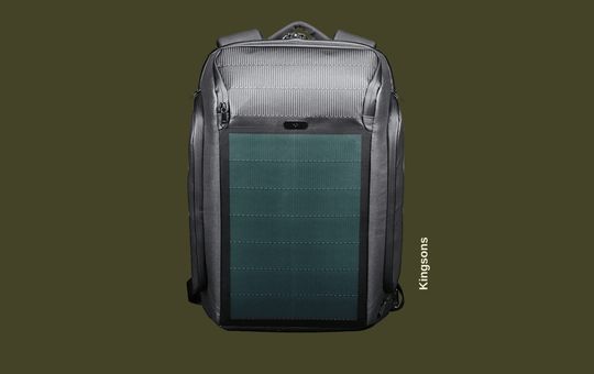 Kingsons solar travel backpack featuring a built-in solar panel for convenient on-the-go charging, ideal for travelers and commuters.