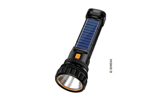E-SHIDAI 1000 Lumens LED Solar Flashlight with powerful illumination, solar charging capability, and durable build for outdoor and emergency use.