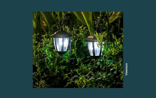 Viewsun 34-inch solar lights with elegant design, ideal for outdoor pathways and garden decoration.