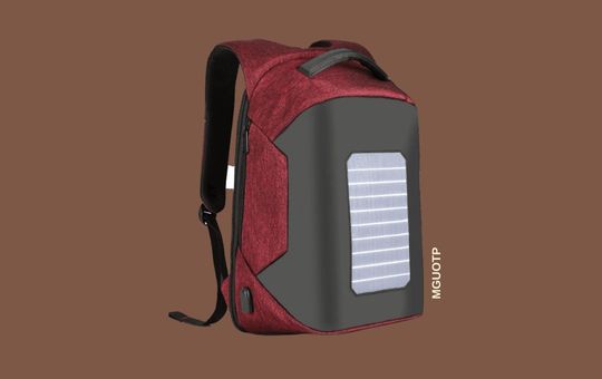 MGUOTP 5.3W solar backpack with a compact solar panel for convenient charging on the go, ideal for outdoor adventures and everyday use.