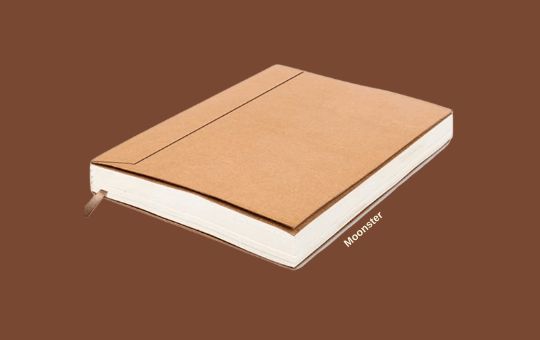 Moonster tree-free refillable notebook crafted from eco-friendly cotton paper, featuring a durable leather cover and sustainable design for timeless, waste-free journaling.