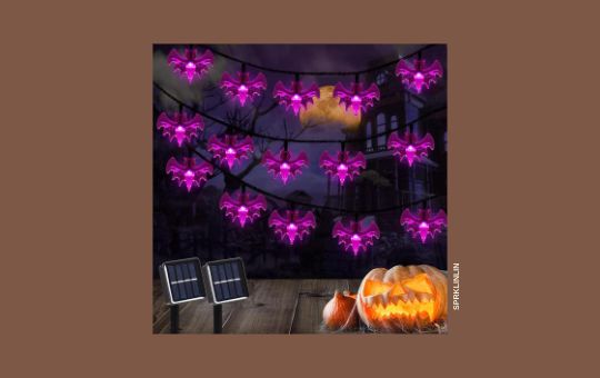 SPRKLINLIN Halloween Bat String Lights, featuring bat-shaped solar-powered LED lights for a spooky and festive Halloween atmosphere.