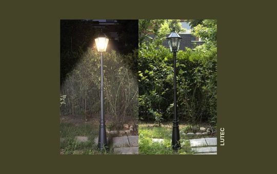 LUTEC Outdoor Solar-Powered Lamp Post Light – Stylish and durable solar lamp post featuring energy-efficient LED lighting, automatic dusk-to-dawn sensor, and weather-resistant construction, ideal for enhancing outdoor spaces.