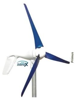 Primus Air Silent X Wind Turbine featuring advanced, noise-reducing blades spinning efficiently, ideal for off-grid power systems or residential use, providing reliable and quiet renewable energy generation.