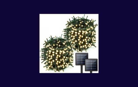 YIQU Solar String Lights with warm white LED bulbs, perfect for creating a cozy outdoor ambiance while being powered by solar energy for eco-friendly lighting.