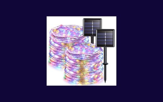 JMEXSUSS Solar Fairy Lights elegantly illuminating an outdoor space, providing a warm and enchanting glow powered by renewable solar energy.
