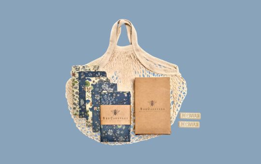 Bee Carefree 4-Pack Reusable Beeswax Wraps with Produce Bag & 2 Beeswax Bars