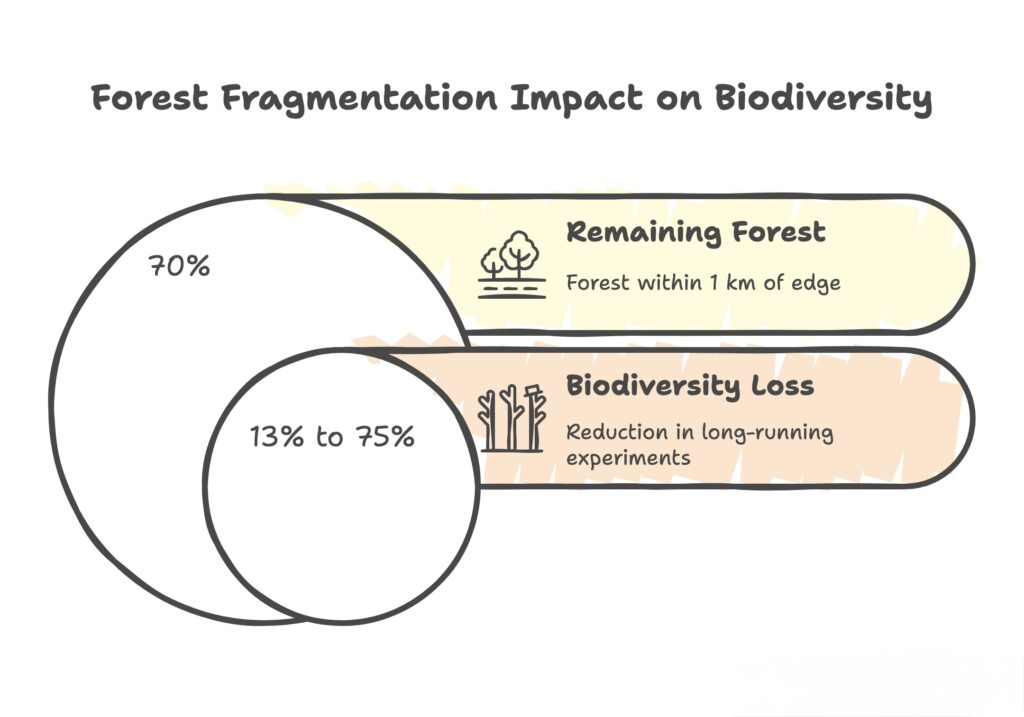 Causes Of Biodiversity Loss: Forest Fragmentation Impact on Biodiversity infographic